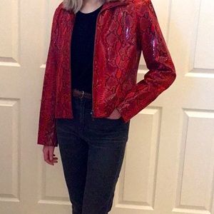 Red/black stamped snake pattern jacket
